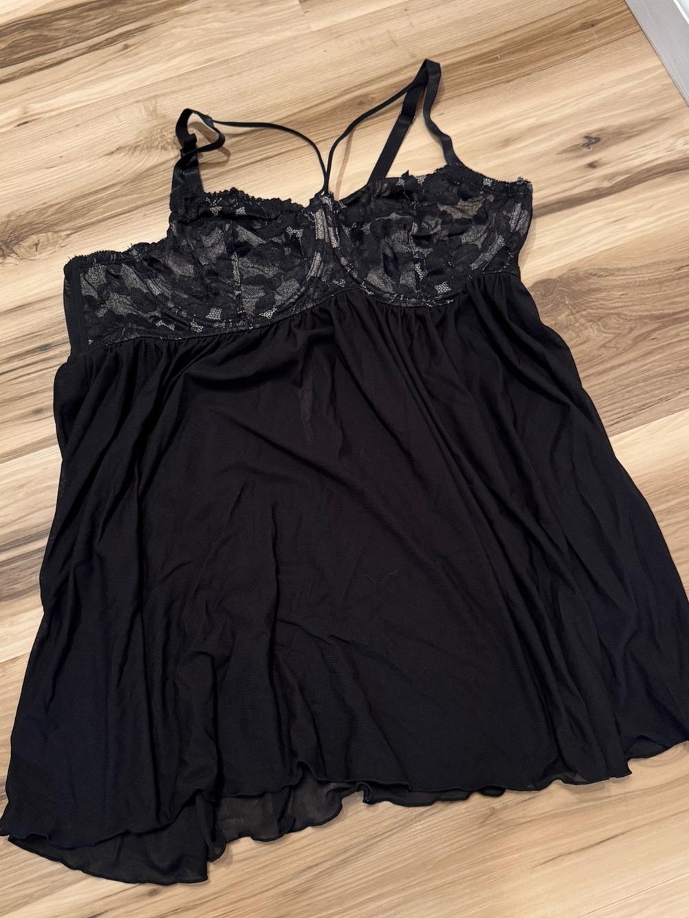 Black Strappy Lace Top Babydoll Chemise – Women's Plus Torrid Curve size 4